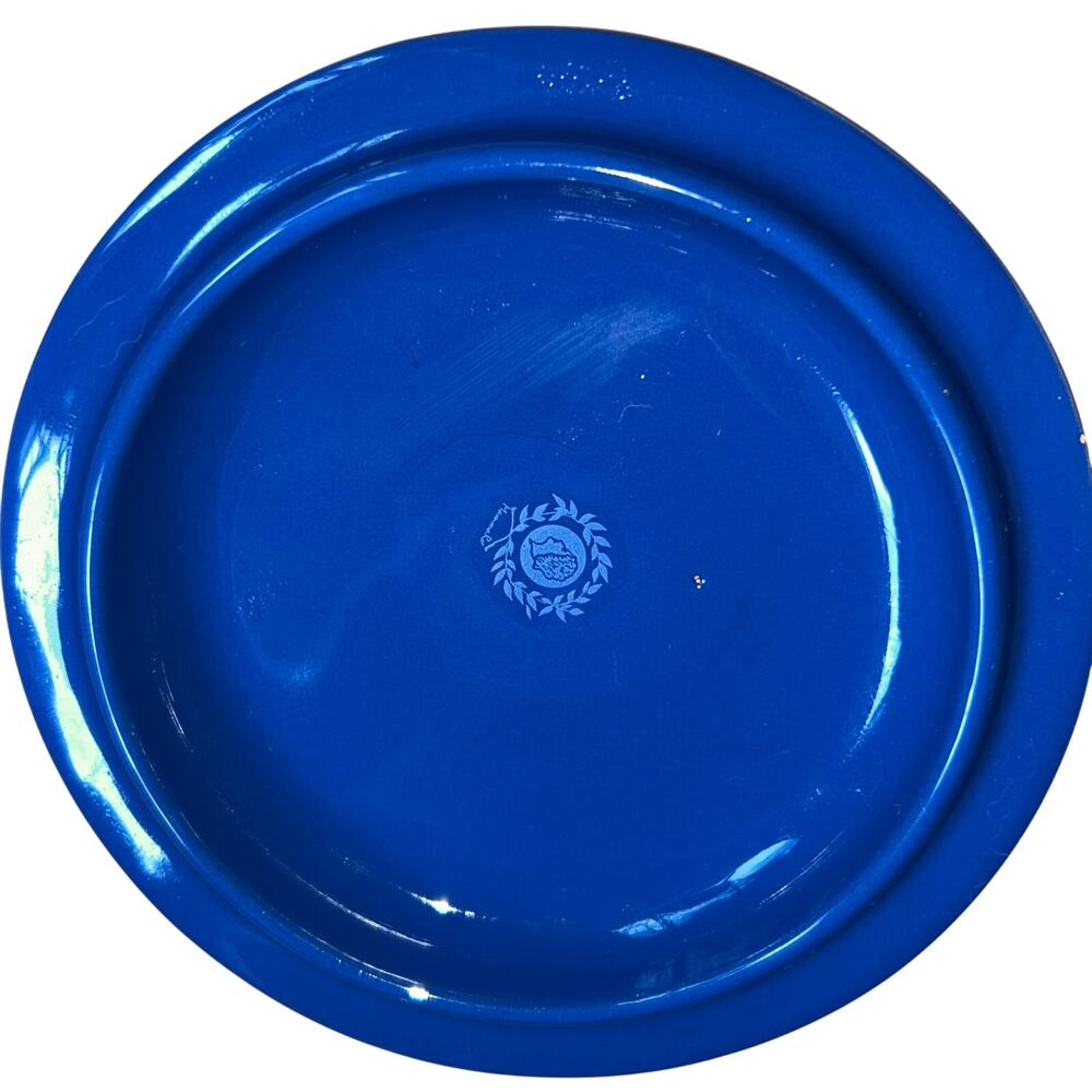 Mamma Ro Italian pottery blue plate saucer candle holder